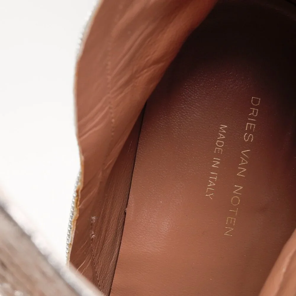Dries Van Noten Rose-gold Crinkled Patent Leather Boots - Picture 10 of 11
